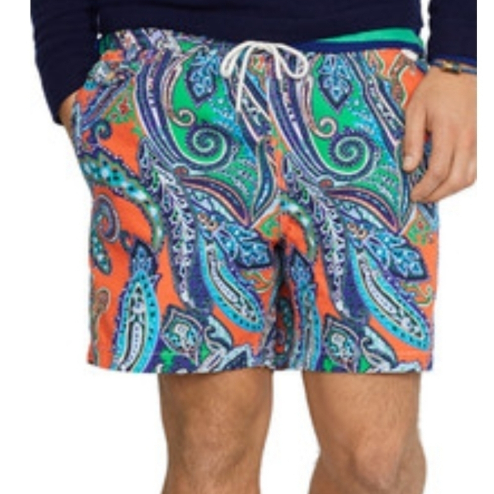 Polo Ralph Lauren Traveler Paisley Swim Shorts Trunks Medium 5.5" Inseam